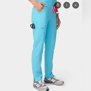 Figs Neon Blue Yola Straight Leg Scrub Pants, Size Small/Regular